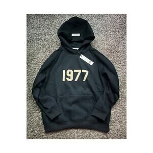 Essentials Fear of God 1977 Men’s Black Hoodie FOG Size Medium NWT
